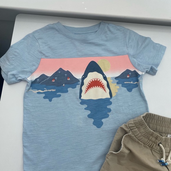 Gap Kids outfit shark t-shirt, shorts 5 yrs - Picture 5 of 5